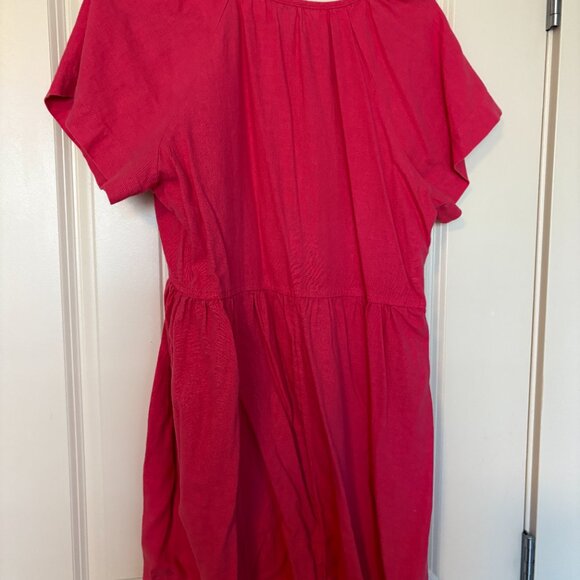 Universal Thread Linen Blend Mini Dress MED Babydoll Short Sleeves Pink - Picture 5 of 5
